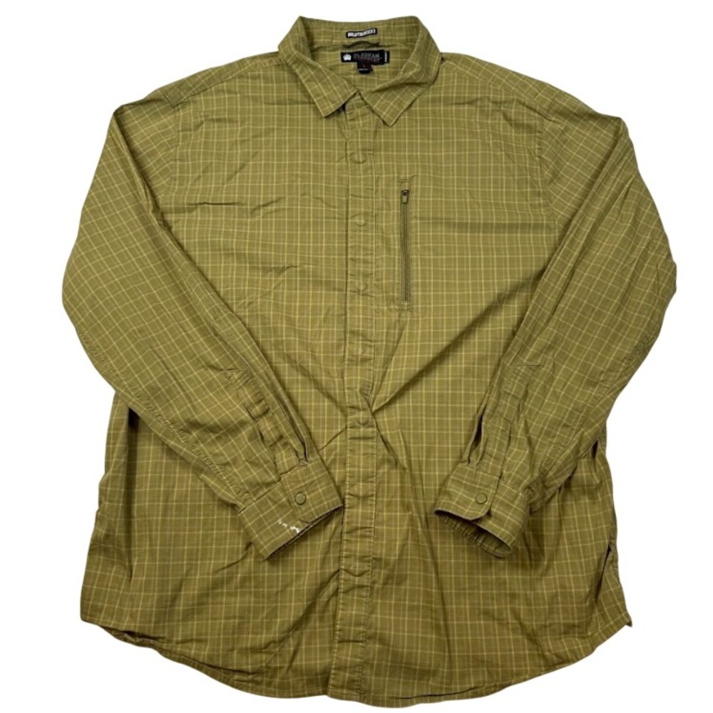 Alaskan Hardgear Duluth Trading Co Shirt 2XL Tall Green Plaid Snap Front Utility